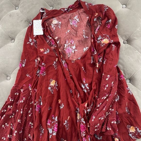 Free People Red Tate Floral Tunic In Vintage Combo Casual Dress NWT - Picture 6 of 8